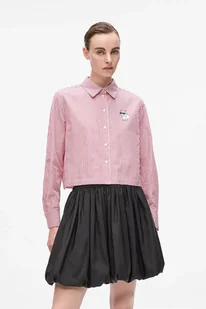 Karl Lagerfeld koszula bawełniana damska kolor czerwony regular z kołnierzykiem klasycznym A4W11032 - Koszule damskie - miniaturka - grafika 1