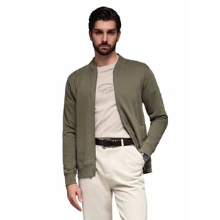 Męska bluza dresowa bomberka bawełniana khaki Ombre OM-SSZP-0215 V1 r. S - Bluzy męskie - miniaturka - grafika 1