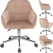 Fotele i krzesła biurowe - Wygodny fotel obrotowy, welur, Milano, beżowy na srebrnej stopie - miniaturka - grafika 1