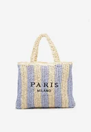 Torebki damskie - Niebieska Torebka Shopper Plażowa z Napisem Navirael - miniaturka - grafika 1