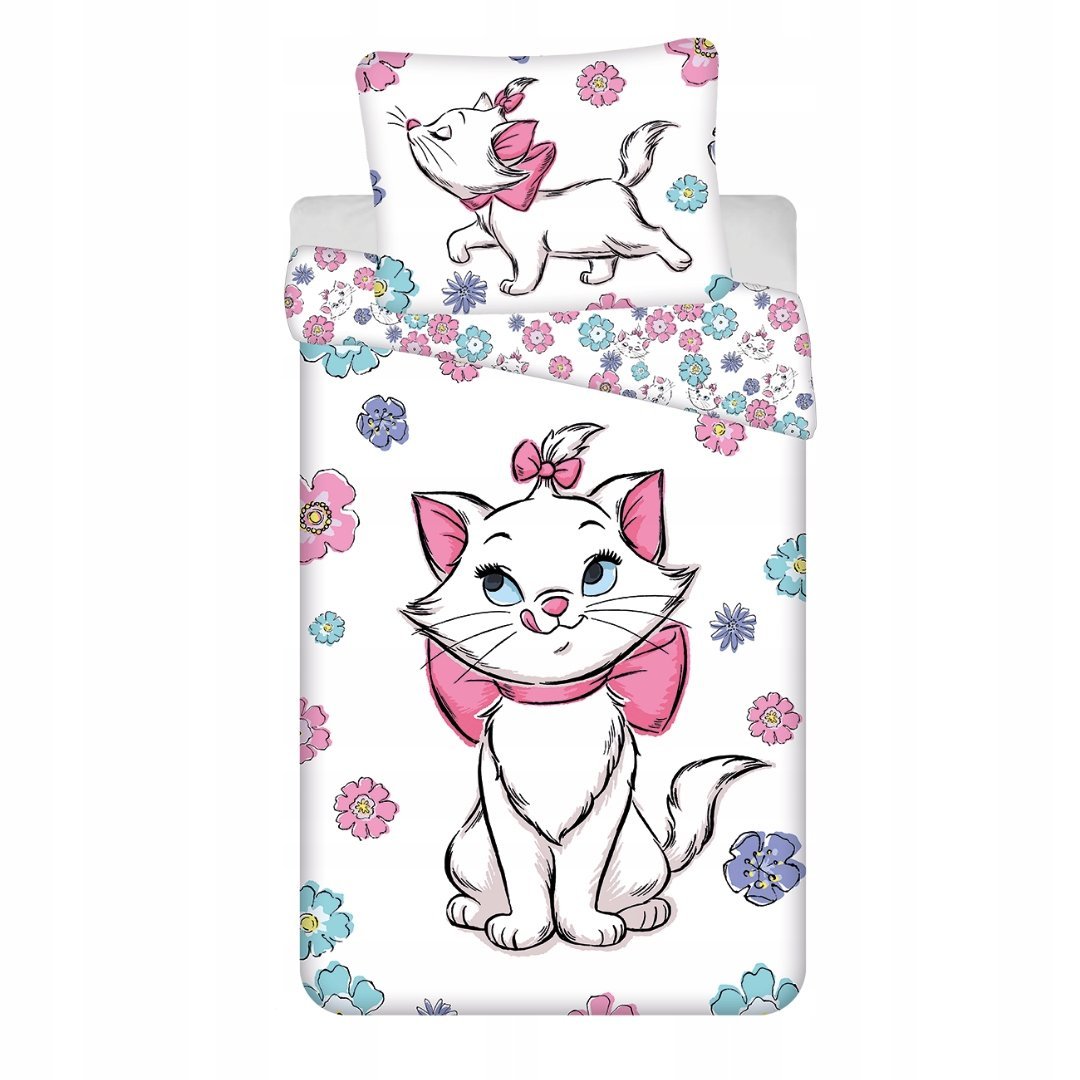 Pościel Dziecięca Kotka Marie 140x200 cm Kwiatowy Wzór Bawełna