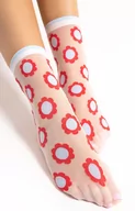 Skarpetki damskie - Mia G1156 cienkie skarpetki w retro kwiatki 20 den, Kolor biało-czerwony, Rozmiar uniwersalny, Fiore - Primodo.com - miniaturka - grafika 1