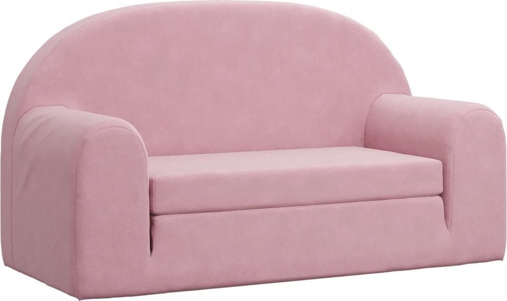 2-os. sofa dla dzieci, rozkładana, różowa, miękki plusz