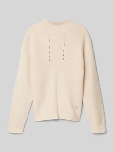 Sweter z dzianiny z aplikacją z logo - Swetry dla dziewczynek - miniaturka - grafika 1