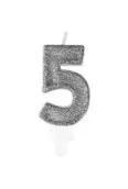 Kinder party - Świeczka premium 5 srebrna - miniaturka - grafika 1