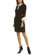 Sukienki - KARL LAGERFELD Damska sukienka w stylu collared Shift z kontrastującym rękawem, czarny, 34 PL - miniaturka - grafika 1