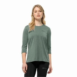Damska koszulka sportowa Jack Wolfskin CROSSTRAIL 3/4 T W hedge green - XS - Bielizna sportowa damska - miniaturka - grafika 1