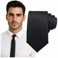 Krawaty i muchy męskie - Krawat męski klasyczny - czarny - miniaturka - grafika 1