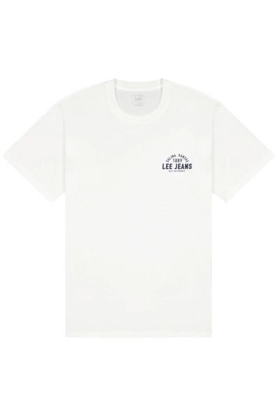 T-shirt męskie lee 112376519 bright biały