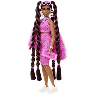 Lalka Barbie Extra Różowy strój Brązowe kucyki HHN06 - Lalki dla dziewczynek - miniaturka - grafika 2