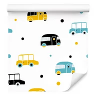 Tapety - Tapeta kolorowe samochody autobusy pokój dziecięcy - miniaturka - grafika 1