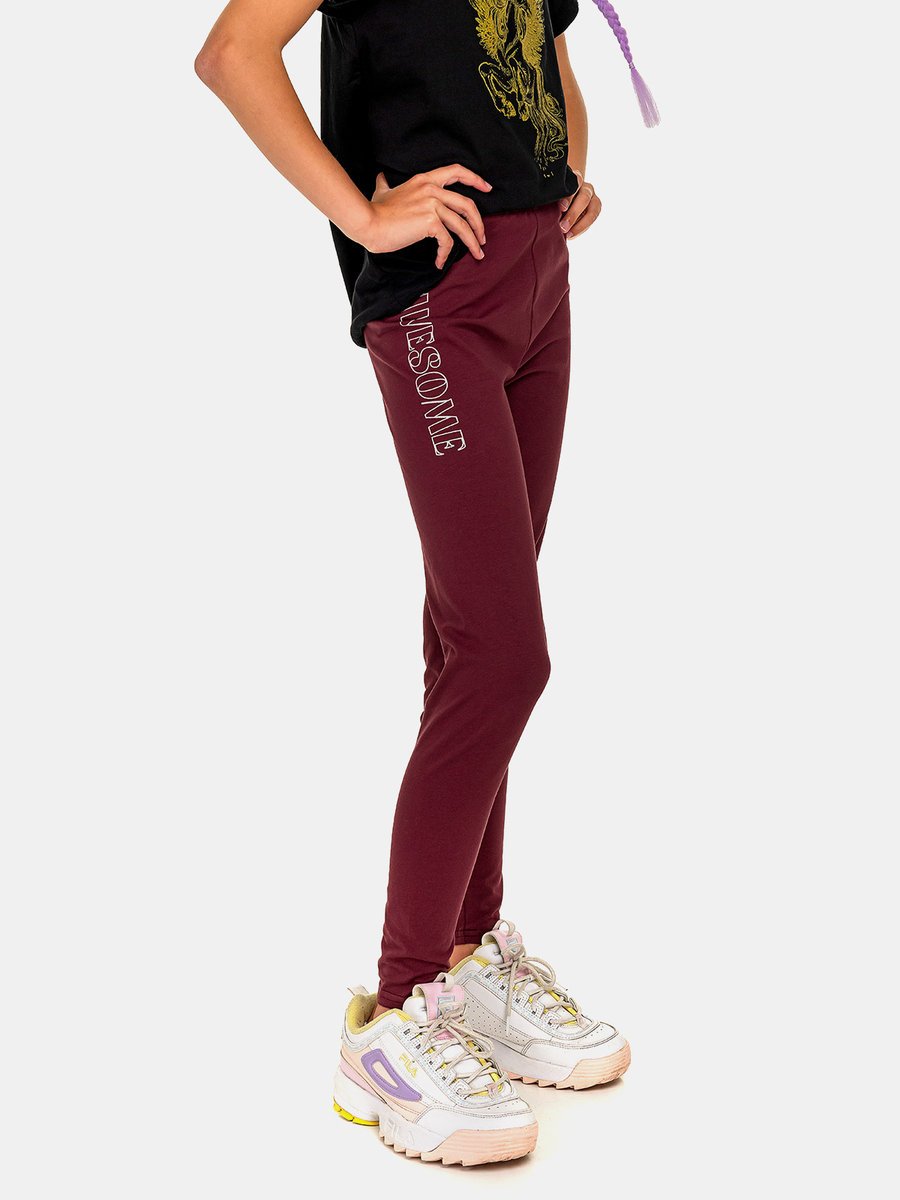 Bawełniane legginsy z nadrukiem 122 purpurowy