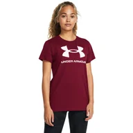 Koszulki sportowe damskie - Damski t-shirt z nadrukiem Under Armour UA Rival Logo SS - czerwony - UNDER ARMOUR - miniaturka - grafika 1