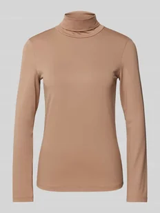 Bluzka o kroju slim fit z długim rękawem i golfem - Bluzki damskie - miniaturka - grafika 1