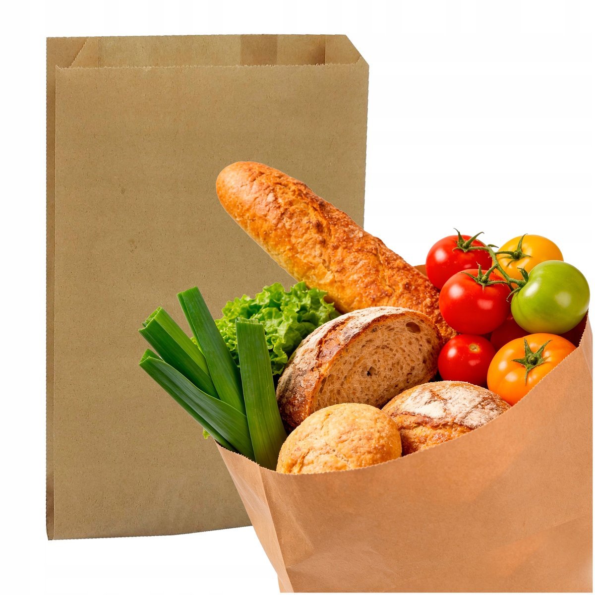 Torba papierowa brązowa torebka eko fałdowa śniadaniowa 22x41 cm 1000 sztuk bez nadruku do chleba dużych wypieków pączków drożdżówek kanapek ciastek..