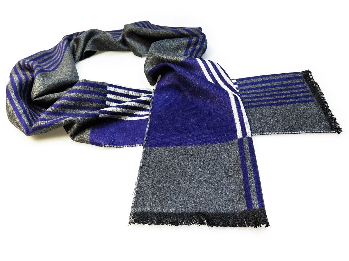 Granatowo-szary szalik męski R29