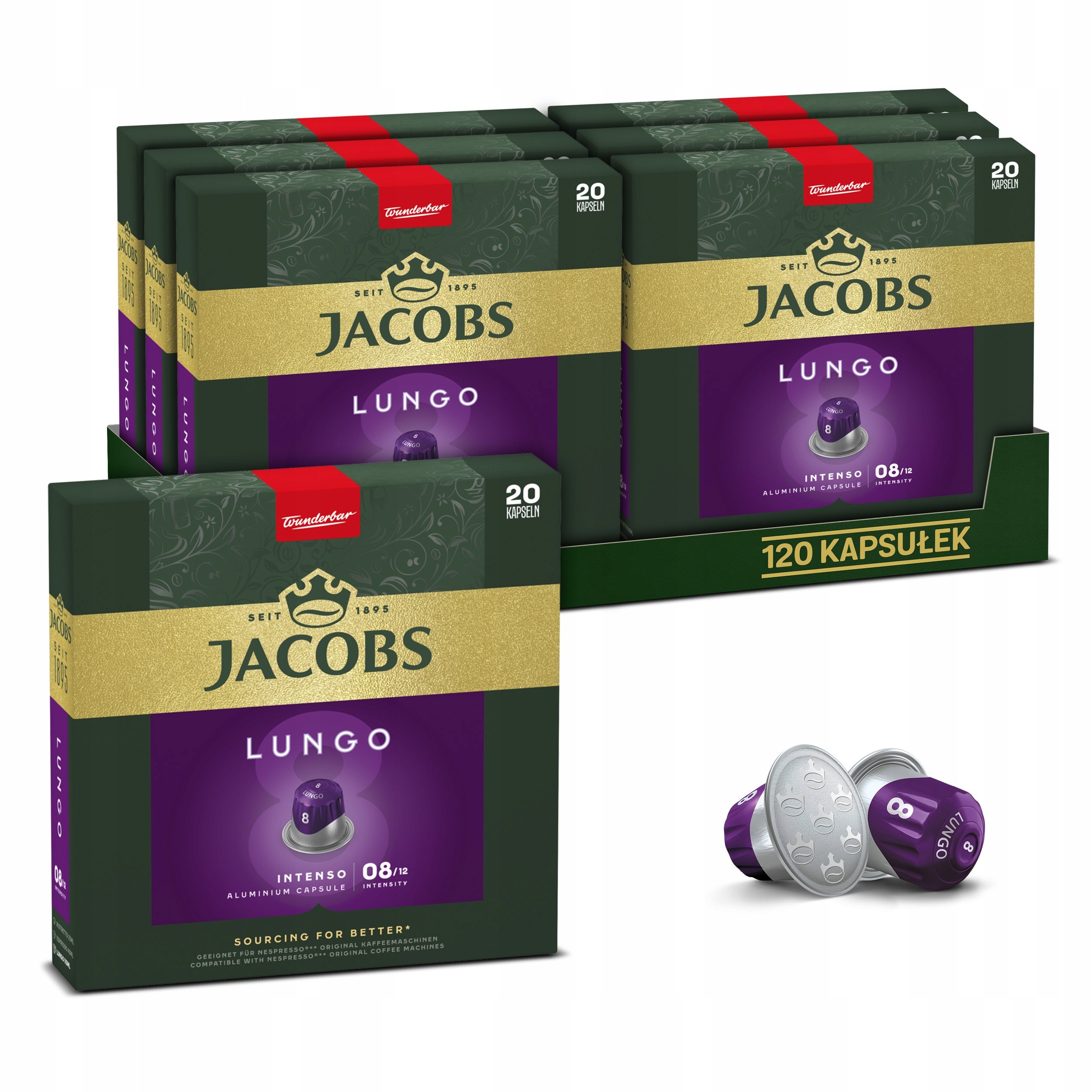 Kapsułki Jacobs Lungo 8 Intenso do Nespresso(r)* 6+1 Gratis!