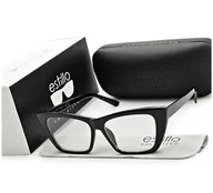 Okulary korekcyjne, oprawki, szkła - Damskie kocie okulary zerówki do komputera BLF filtr EST-117K-3 Estillo - miniaturka - grafika 1