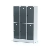 Szafki BHP - Alfa 3 Metalowa szafka ubraniowa 6-drzwiowa na cokole, drzwi antracytowe, zamek cylindryczny 1261776 - miniaturka - grafika 1
