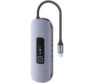 Huby USB - USAMS SJ642HUB01 6w1 2xUSB 3.0/TF/SD/ USB-C/HDMI PD100W Szary - miniaturka - grafika 1