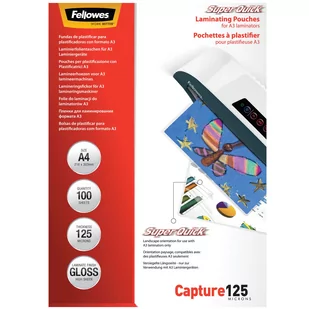 Fellowes Laminator Folie do laminowania SUPER QUICK 125 , 216x303 mm , A4, 100 - Folie do laminatora - miniaturka - grafika 3
