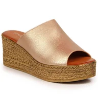 Klapki i japonki damskie - Klapki damskie na koturnie złote Vinceza złoty - miniaturka - grafika 1