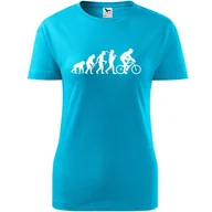 Koszulki i topy damskie - Damska Koszulka z Nadrukiem Rowerowa Ewolucja Rower Prezent dla Rowerzystki turkusowy M - Atram - miniaturka - grafika 1