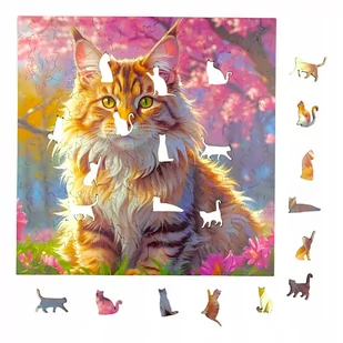 Puzzle Mruu&Pruu 25 x 25 cm KOT 150 elementów Układanka drewniana - Puzzle - miniaturka - grafika 1