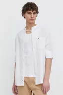 Koszule męskie - Tommy Jeans koszula z domieszką lnu kolor biały regular ze stójką - miniaturka - grafika 1