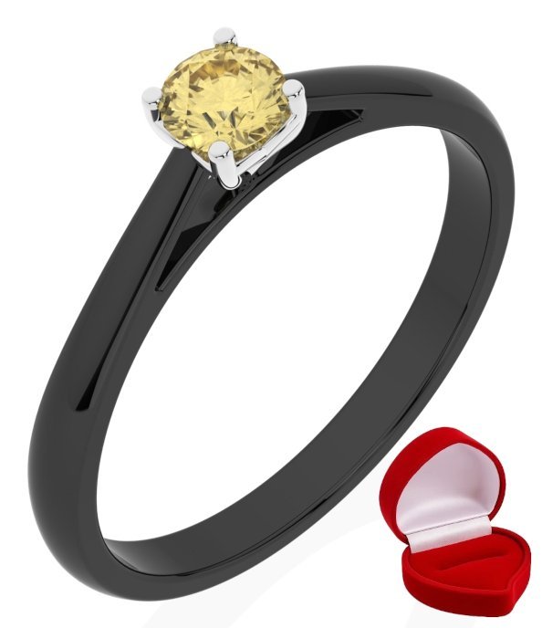 ZŁOTY PIERŚCIONEK ZARĘCZYNOWY 585 14k SZAFIR 0,19 ct CZARNE ZŁOTO R15