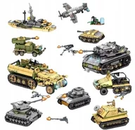 Klocki - Klocki Zestaw 8 Pojazdów Wojskowych Czołg Pancernik Samolot Lotniskowiec - miniaturka - grafika 1