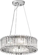 Lampy sufitowe - LAMPA WISZĄCA Crystl Skye okrągła, kryształowa, chromowane detale, glamour, 6 źródeł światła - miniaturka - grafika 1