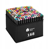 Przybory szkolne - MARKERY 168 SZT FLAMASTRY PISAKI DWUSTRONNE ZESTAW + TORBA - miniaturka - grafika 1