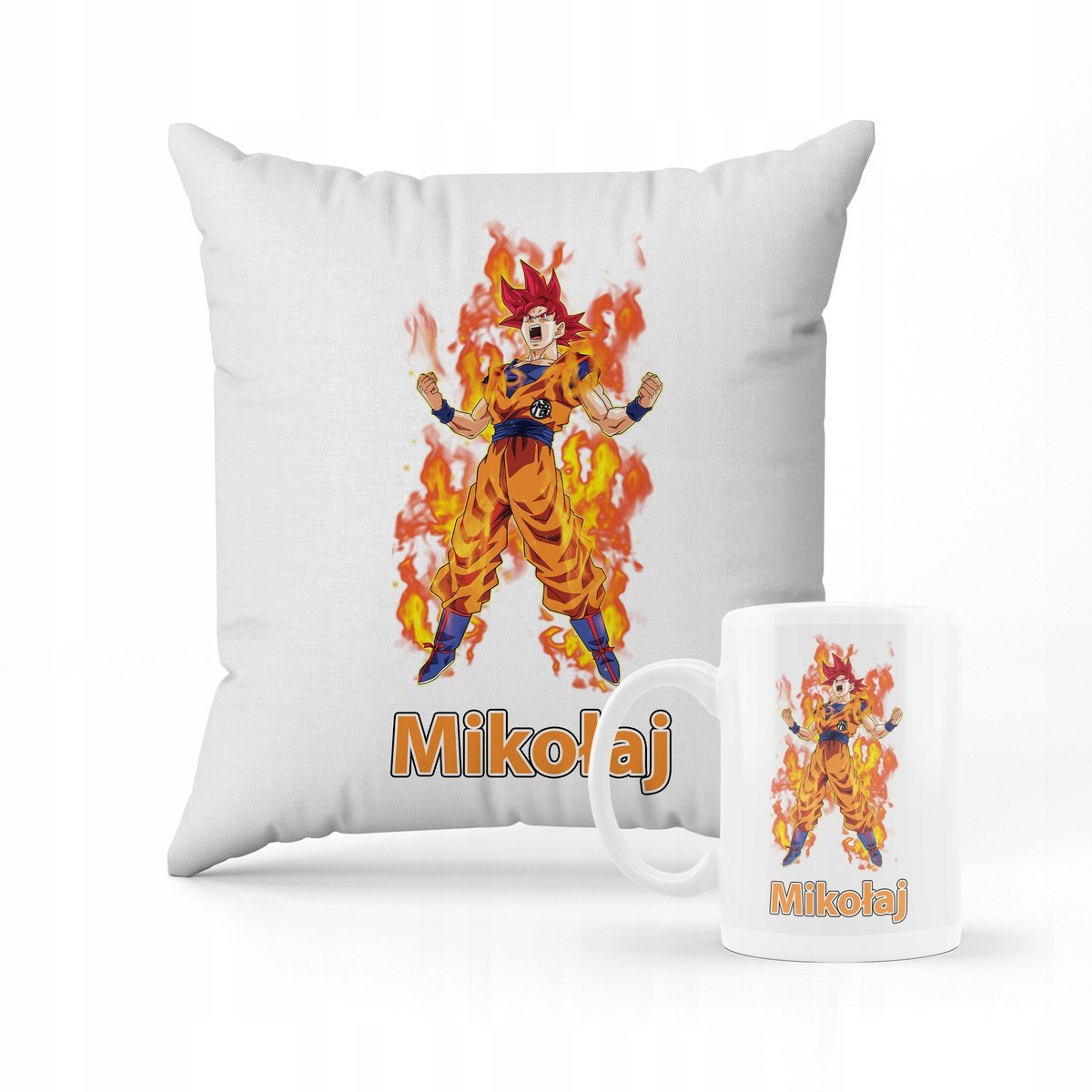 ZESTAW PODUSZKA + KUBEK PREZENT DLA DZIECKA GOKU DRAGON BALL + IMIĘ #6