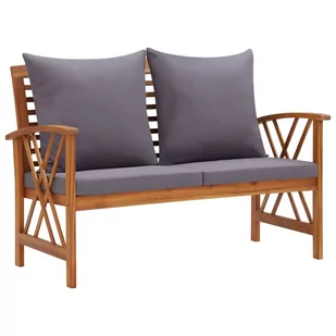 vidaXL Ławka ogrodowa z poduszkami, 119 cm, lite drewno akacjowe - Ławki ogrodowe - miniaturka - grafika 1