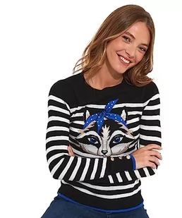 Joe Browns Damski sweter z haftem w paski z guzikami, czarny, 8, Czarny, 34 - Swetry damskie - miniaturka - grafika 1