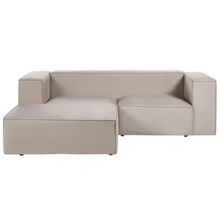 BELIANI Narożnik prawostronny 2-osobowy beżowoszary welurowy sofa narożna minimalistyczny styl - Narożniki - miniaturka - grafika 1