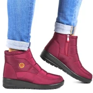 Śniegowce damskie - DAMSKIE ŚNIEGOWCE NA KOTURNIE ZAPINANE NA ZAMEK NEWS 5029 BORDOWE BURGUND - miniaturka - grafika 1