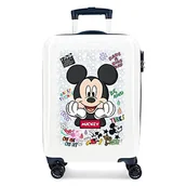 Walizki - Disney Mickey Be Cool Walizka kabinowa Biały 38x55x20 cms Twarde ABS Zamknięcie szyfrowe boczne 34L 2 kg 4 koła Podwójne bagaż ręczny, Biały, Maleta, Walizka kabinowa - miniaturka - grafika 1