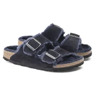 Klapki i japonki męskie - Klapki ocieplane Birkenstock Arizona VL Shearling Midnight skóra zamszowa szerokie regular (1020592) - miniaturka - grafika 1