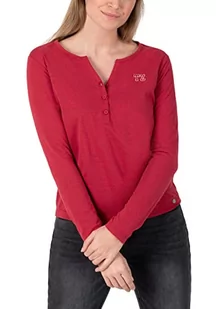 Timezone Damska koszula z długim rękawem Henley, Błyszczący czerwony melanż, M - Koszule damskie - miniaturka - grafika 1