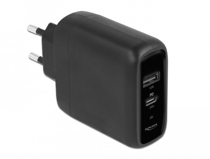 Delock USB Ladegerat USB Type-C PD 3.0 und USB Typ-A mit 20 W + 12 W 41455