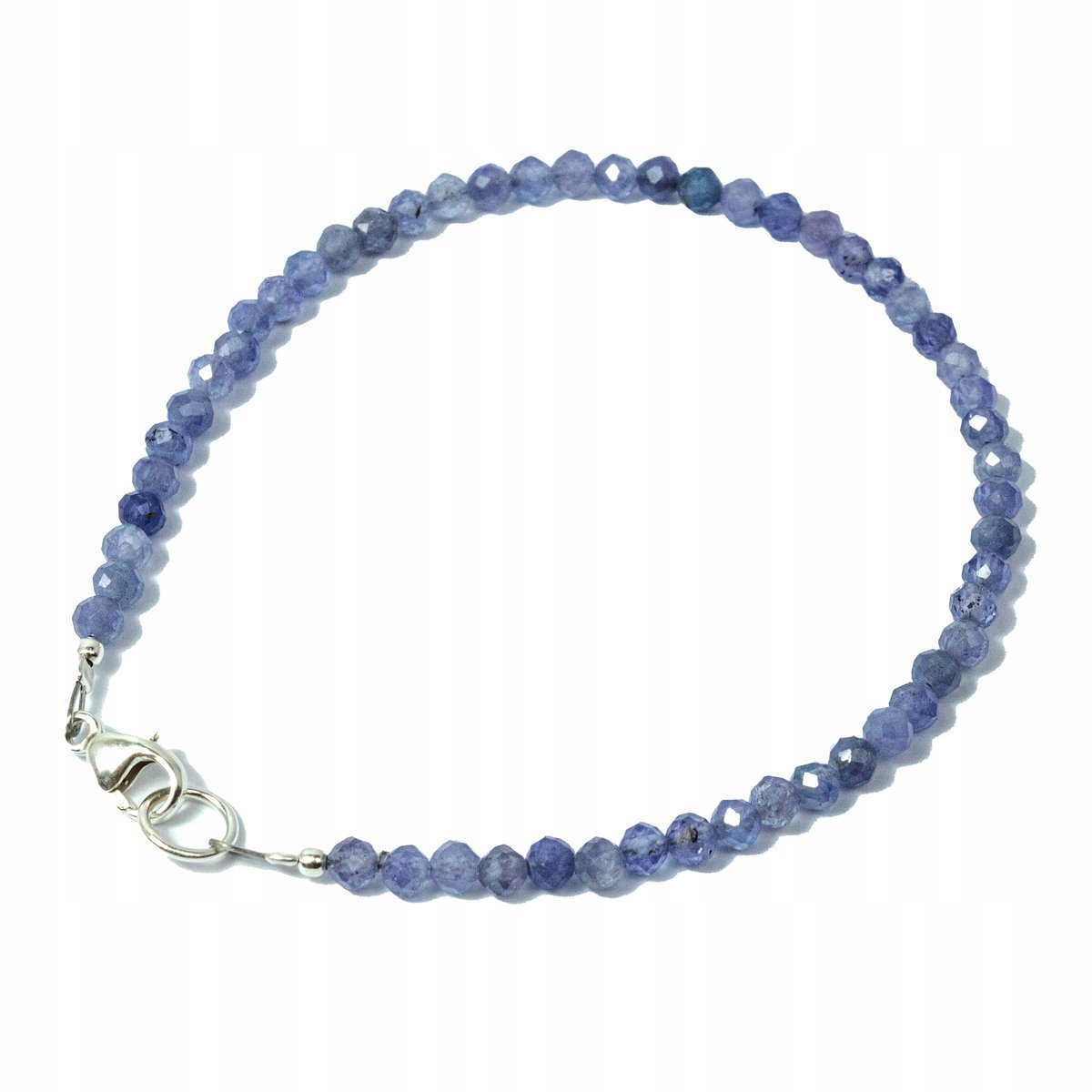 Bransoletka naturalny TANZANIT fasetowany 3mm zapięcie 18cm, bez marki, AG00000682