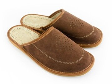 Skórzane Ciapy Pantofle Laczki Klapki Kapcie 44