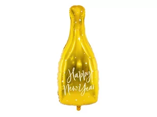 Party Deco Balon foliowy Butelka szampana Happy New Year - 82 cm - Sylwester - miniaturka - grafika 1
