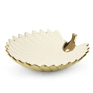 Tace i patery - Patera ceramiczna 33x33x8 Hiral 1 kremowa złota liść Eurofirany - miniaturka - grafika 1