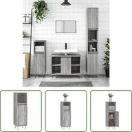 Szafki łazienkowe - The Living Store Szafka łazienkowa szara Sonoma 30x30x100 cm Materiał drewnopochodny - miniaturka - grafika 1