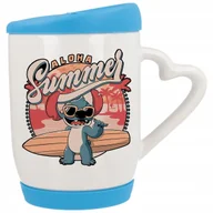 Kubki - Kubek z Uchem z Sercem z Pokrywka Niebieska Aloha Summer Stich Lilo Wzory - miniaturka - grafika 1