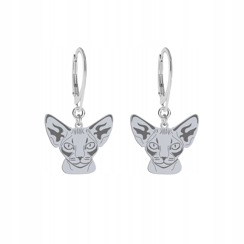Kolczyki Srebrne Kot Devon Rex 925 Prezent Biżuteria Kobieta GRAWER GRATIS