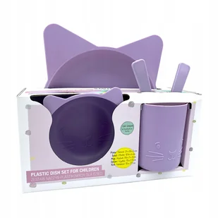 Smukee Zestaw Naczyń Plastikowych dla Dzieci KOTEK 5el. Fioletowe - Zestawy naczyń dla dzieci - miniaturka - grafika 1